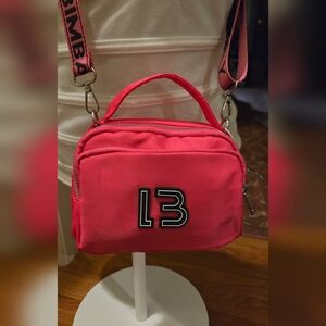 Bimba Y Lola Logo Pink Nylon Pocket Crossbody Purse Bumbag Logo Brand Strap NWOT